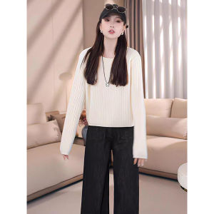 New Stylish Warm French Design Round Neck Knit Sweater