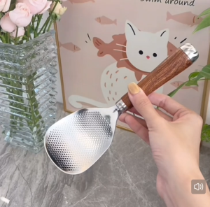 Wooden Handle Stainless Steel Rice Scoop
