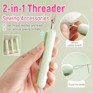 2 in 1 Needle Threader and Seam Ripper Stitching Remover and Threader Multifunctional Household Sewing Accessories 1Pc