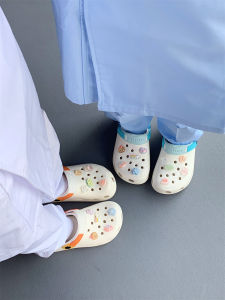 Cute Cartoon EVA Clog Shoes Mens Casual Outdoor Anti-slip Two-wear Sandals Summer Hollow out Nurse Style Slip-on Shoes