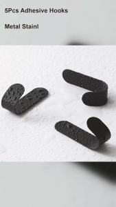 5Pcs Adhesive Hooks Metal Stainless Steel Wall Hooks Utility J Hook Key Holder Self Adhesive Wall Hook for Shower Kitchen
