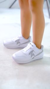 HIPZI Sepatu Anak Sekolah Sneaker Laki Laki & Perempuan Original Anti Selip Nyaman HNBT Abu Putih