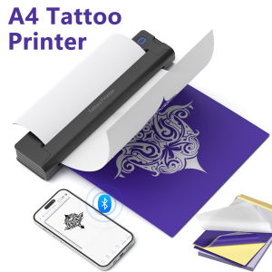 A4 Mini Tattoo Printer  Wireless Portable Printer Mobile PDF Document Photo Office A4 Paper Compatible with iPhone Android Phone