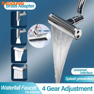 Kebidumei 4 Modes Waterfall Kitchen Faucet 360 Rotatable Water Hydrant Splash-proof Faucet Extender Faucet Accessories Kitchen Tool