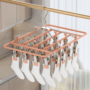 Stainless Steel Multi-Purpose Clothesline Clamp Rack Balcony Socks Holder Windproof Home Use Laundry Drying Holder