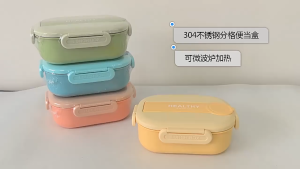 304 Stainless Steel 2 Compartment 900ml Keep Warm Lunch Box Bento Box Bekas Nasi 304不锈钢饭盒小学生保温加热分格便当盒