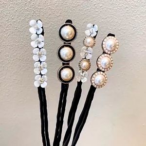 Korean-Style Hair DIY: Simple Pearl Flower and Butterfly Design for Buns Ponytails and Curling Iron Hairstyles