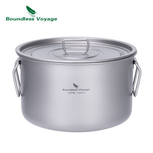 Boundless Voyage Lightweight Titanium Pot Outdoor Portable Cooking Set Backpacking Pot for Hiking Trekking Picnic Fishing