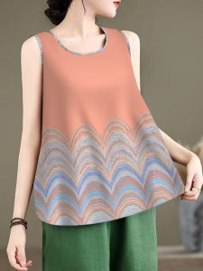 Áo Ba Lỗ Không Tay Ôm Vừa Vặn Mùa Hè Mới Cho Nữ Áo Khoác Ngoài Che Bụng Chất Liệu Polyester in Họa Tiết Hoa Thường Ngày