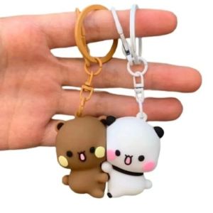 ,Cartoon Panda Bubu Dudu Magnetic Keychain Cute Backpack Pendant with Toy Figures Couple Accessories Ideal Fantasy Themed Gift