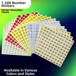 Red Circular Stickers Number Labels Adhesive Tags 1-500 Serial Code round Digital Tags Business Supplies Stationery