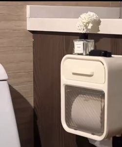 กล่องทิชชู่ติดผนัง กันน้ำ ง่ายต่อการใช้ ไม่เจาะ สองชั้น TB02