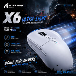 ATTACK SHARK X6 Tri-Mode Wireless Gaming Mouse | PAW3395 Sensor Magnetic RGB Charging Dock Programmable Buttons for PC Gamers