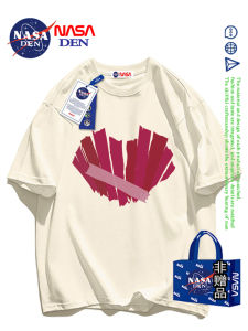 NASA Hợp Tác Mùa Hè Nặng Nguyên Chất Cotton Vải Bông Áo Thun Ngắn Tay Nam Dễ Thương Thời Trang Rộng Rãi Áo Sơ Mi Cơ Sở Phong Cách Cặp Đôi