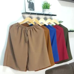 CELANA KULOT CRINKLE PENDEK 7/8 JUMBO PINGGANG TALI SERUT
