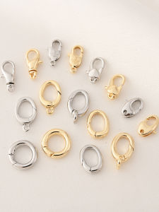 14K Gold-Plated Spring Buckle Open Handmade DIY Bracelet Necklace Clasp Platinum-Plated Lobster Clasp Fashion Jewelry Accessories