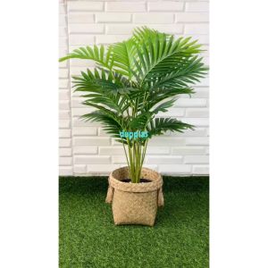 Pohon Artificial Tanaman Hias Palem Kelapa Hijau X18 Semilatex Cover Pot Purun Handle Hiasan Cafe Pajangan Aesthetic