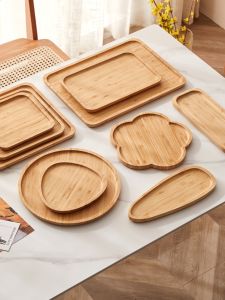 Japanese Style Wooden Bamboo Coffee Candy Tray Serving Plate Retro All Purpose Home Decorative Item Solid Wood Dish Tray