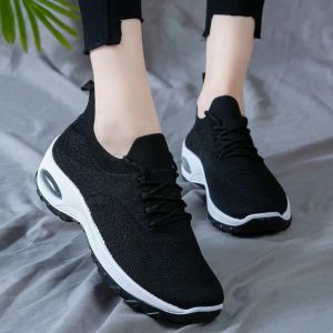 2023 New Black Rubber Laces Low Top Breathable Women Shoes Lady For Sports Running Versatile Sport Running Comfortable Sneakers Fashion Korean Flat Lightweight Plain Air Cushion Shoe05