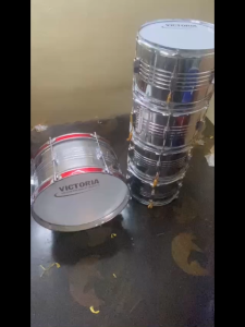 Trống Đội Inox Cao Cấp–Trống Nghi Thức Full Combo Dùi + Dây Đeo