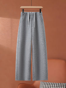 MEITESIJIAONU | Grey Wool Blend Straight Leg Casual Trousers