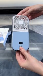 Frankybee Kipas Angin Portable 5000mah 4 Kecepatan Angin Folding Hanging Neck Fan Mobile Powerbank USB Rechargeble
