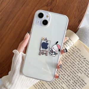 Cute Cartoon Pachat Dog Silicone Phone Case Transparent Full Cover for Apple 14 Max iPhone 13 Female Version 6s/8plus Anti-Fall 12 pro Max 16 Max/15 Shell 11