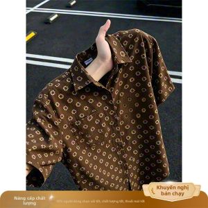 ZHUOCAN | Áo Sơ Mi Nam Tay Ngắn In Hoa Văn Thanh Lịch Thông Hơi Ice-Silk