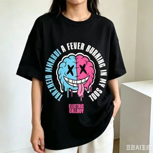 Sanrio | ELECTRIC CALLBOY A Fever Burning in My Soul T-Shirt Y2k Letters Printed Tees Summer Fashion Streetwear Gift Short Sleeve Clothes