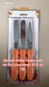 Spatula Buttercream 1 Set 3 Pcs / Spatula Poles Buttercream Dekorasi Kue / Spatula Dekor Kue Stainless Steel Premium