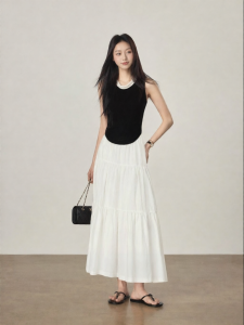 JUEQIDEXIAOGEZI | Short Stature Breathable Cooling Tencel White Dress Slimming Layered