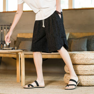 Chinese Texture Short Pants Mens Summer Trendy Loose Straight Leg Five-Point Linen Sports Beachwear Casual Fashion Youth Pop