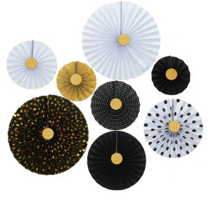 6pcsSingle Layer Circular Paper Flower Fan Set Wedding Party Birthday Decoration Paper Fan Flower Paper Decoration Anniversaire