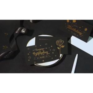 UMI Gold Stamping Bronzing Best Wishes Happy Birthday Thank You Flower Bouquet Message Business Greeting Card Kad Ucapan