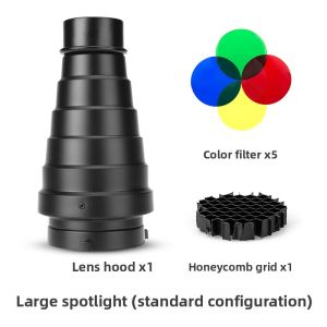 Photography Flashlight with Spotting Cylinder Color Filter Honeycomb Grid and Accessories
