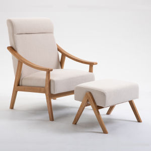 Solid Wood Sofa Chair Backrest Design for Balcony Bedroom Tea Table Set Living Room Modern Simple Style Adult Seat Sponge Filled