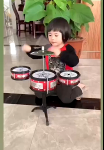 Children Kids Jazz Drum Set Musical Educational Instrument Toy 5 Drums Small Stool for Boys Girls