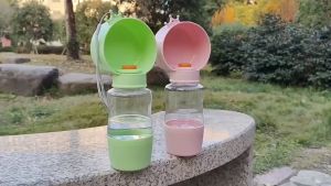 Pet Travel Water Bottle 2 in 1 Portable Leak Proof Dog cup with food container Outdoor Dog Cat water dispenser Feeder