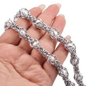 ห่วงโซ่สแตนเลสกับไข่มุกเครื่องประดับ Diy สร้อยข้อมือสร้อยคอทำด้วยมือ