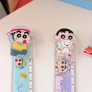 (READY STOCK)Sin Chan Ruler 15cm Transparent Children Stationery Kid Present Gift Reward 透明直尺波浪尺文具儿童礼物Pembaris Lutsinar