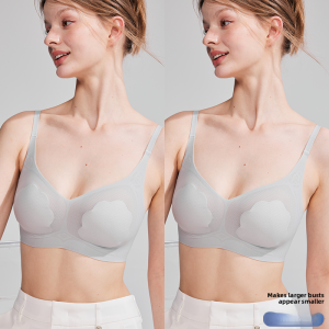 Miiow | Lightweight Womens Bra Soft Support Fixed Strap Cooling Mint Latex Gathered Underwear V-Neck 3/4 Cup No Steel Ring Summer