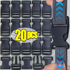 20Pcs Black Release Buckles Webbing Strap Plastic Buckle Belt Clip Clasp Backpack Adjuster Side Decorative Button Crafts