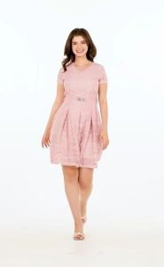 Krizia V-Neck Lace Dress with Crystal Belt