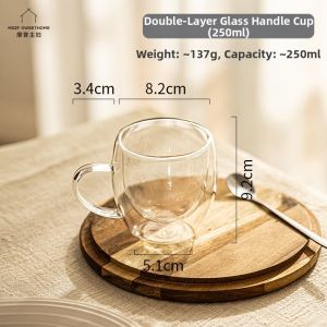 MODERN SWEETHOME | Heat-resistant Coffee Mug with Handle Dual-layer Glass Cup