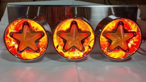1 Pair (2 Pcs) - 24V Bulb Type Tri-Star Waterproof Heavy Duty Truck Tail Light