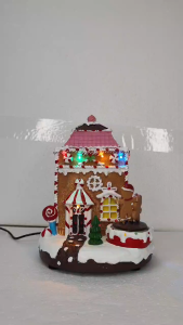 D&D Home l FC621 Gingerbread House Christmas Decoration with Lights and Figures