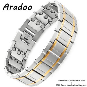 Aradoo | ARADOO Premium Titanium Steel Bracelets for Men with 3X Ultra Strenth Magnetic Wristband Jewelry Gifts