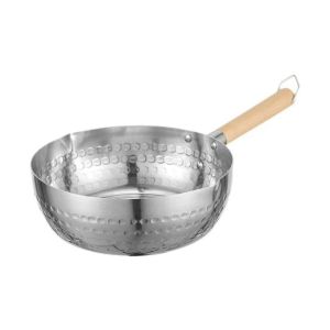 Household 18CM Stainless Steel Snow Pan Wooden Handle Milk Pot Frying Pan Food Pot Instant Noodles Pot  Wok Pan Non Stick