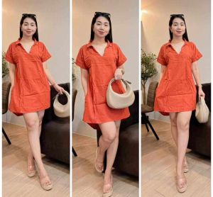 ellen Plain Color Textured Polo Dress  for Women  - fits XS to large - good quality - super kapal ng tela - trending  - 100 percent cotton - mall quality - Top pick  - madaling maubos - trending  - made of imported fabric - affordable and comfortable - cu