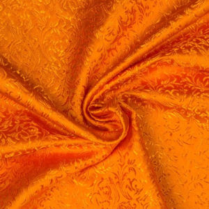 Pre-cut Vibrant Orange Jacquard Fabric With Detailed Floral Design Premium Polyester Brocade For Dresses Cushions Home Decor